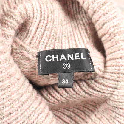 ココマーク スパンコール セーター ニット タートルネック カシミヤ ピンク マルチカラー シャネル トップス CHANEL