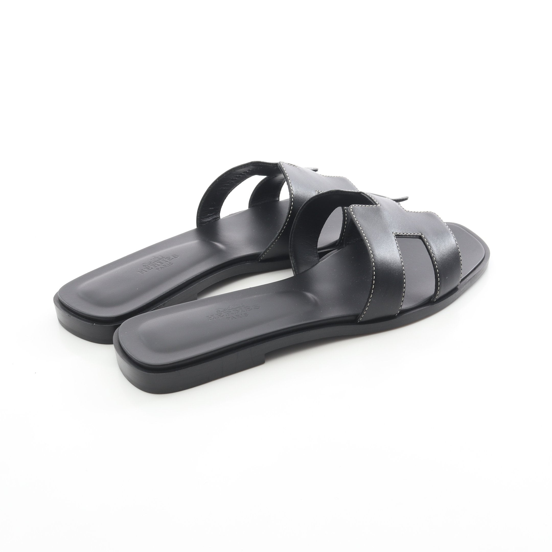 オラン ミュール サンダル ボックスカーフ ブラック エルメス – RECLO