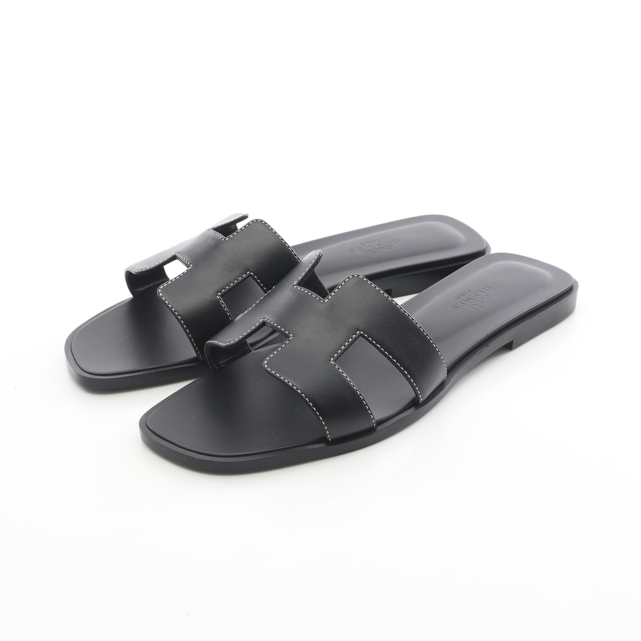 オラン ミュール サンダル ボックスカーフ ブラック エルメス – RECLO