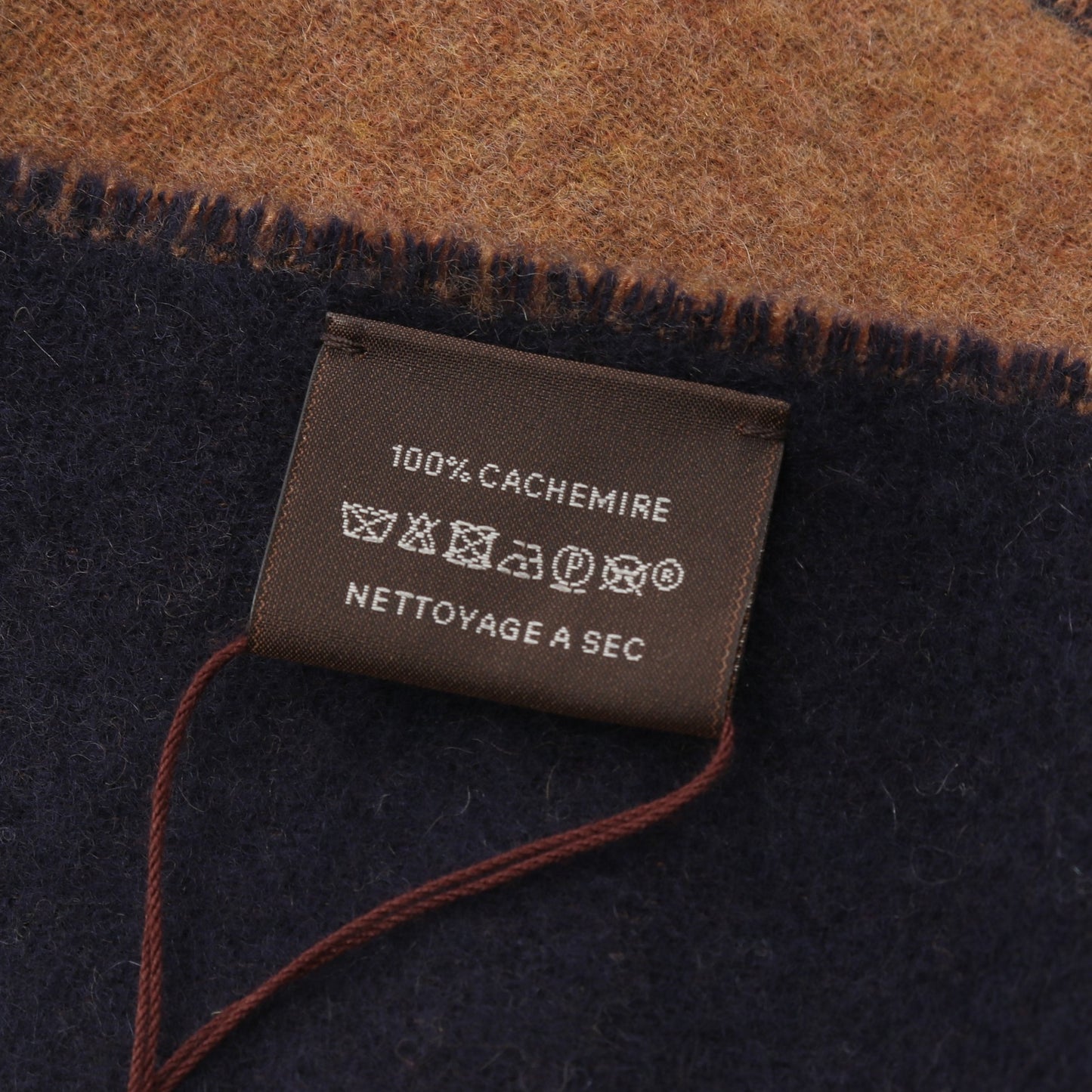 カザック シェブロン マフラー カシミヤ ブラウン ネイビー エルメス 財布・小物 HERMES