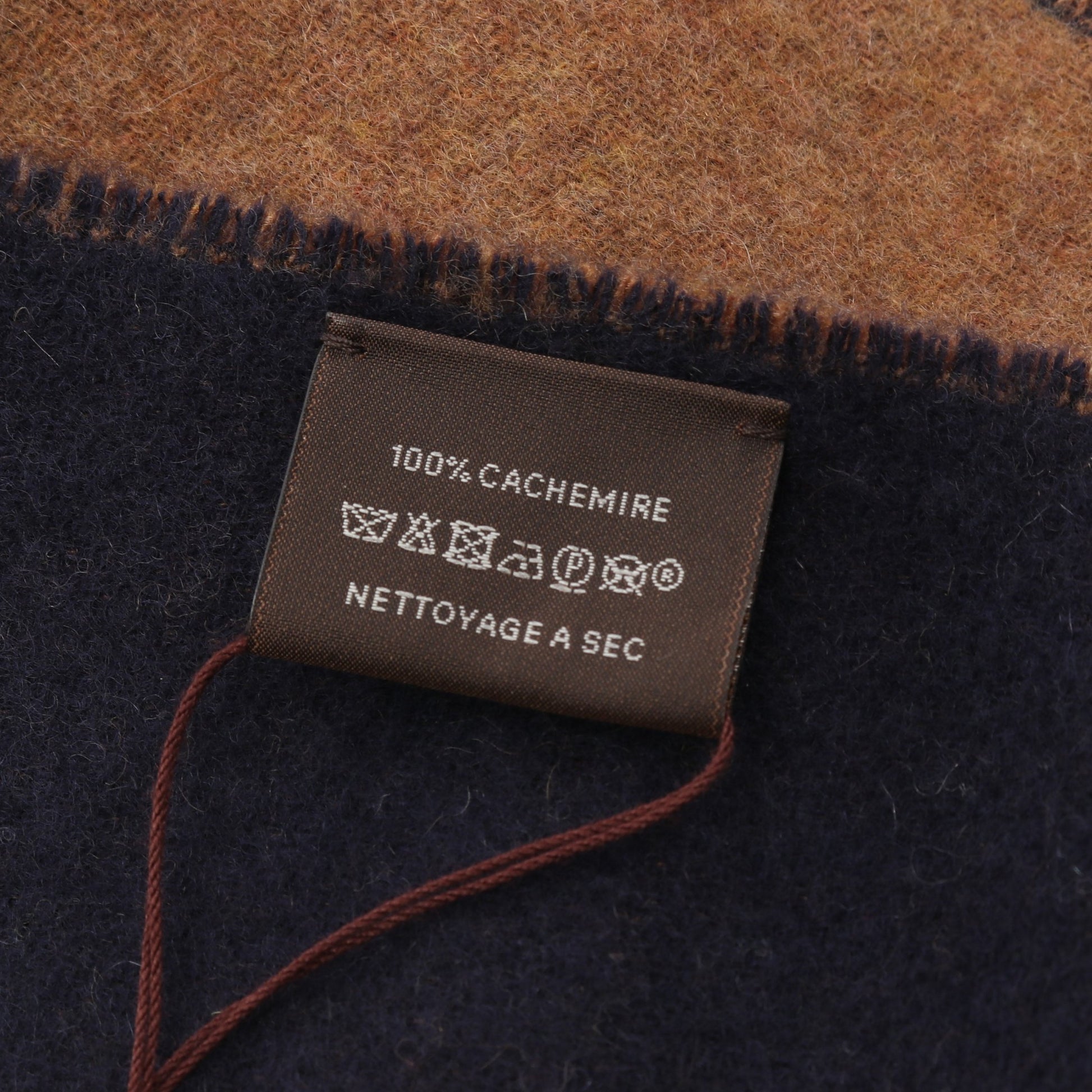 カザック シェブロン マフラー カシミヤ ブラウン ネイビー エルメス 財布・小物 HERMES