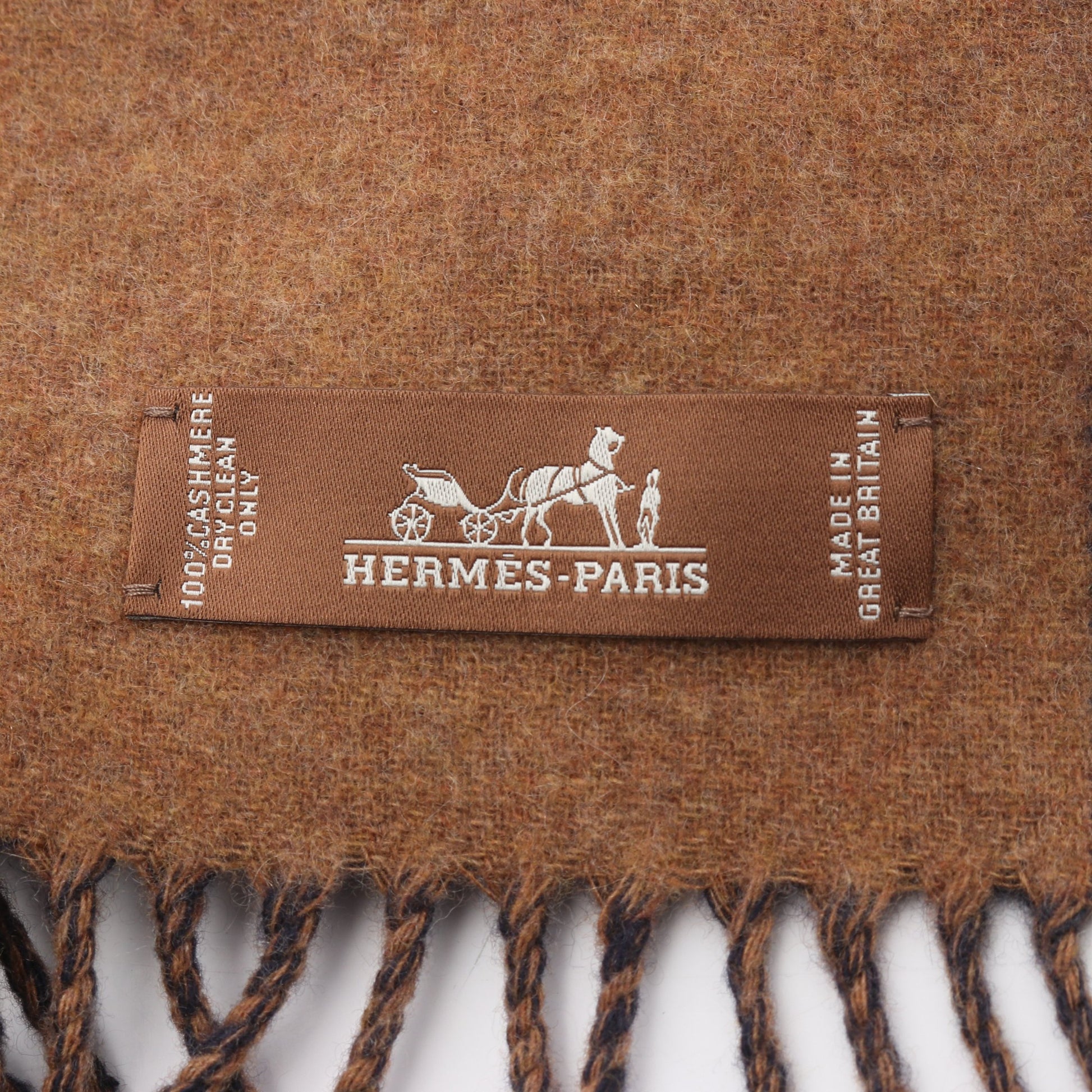 カザック シェブロン マフラー カシミヤ ブラウン ネイビー エルメス 財布・小物 HERMES