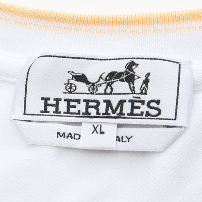 H刺繍 ポケット Tシャツ クルーネック 半袖 コットン ホワイト エルメス トップス HERMES