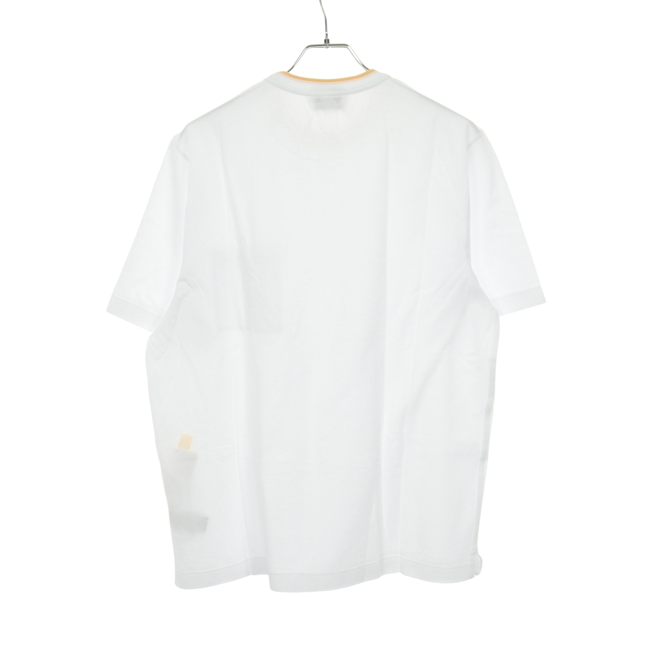 H刺繍 ポケット Tシャツ クルーネック 半袖 コットン ホワイト