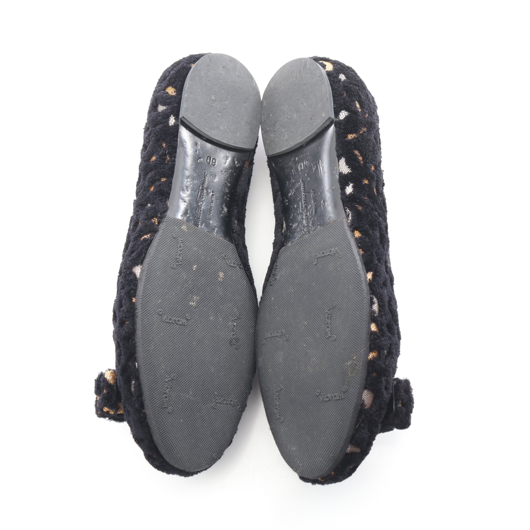 ヴァラリボン フラットシューズ ファブリック ブラック サルヴァトーレ