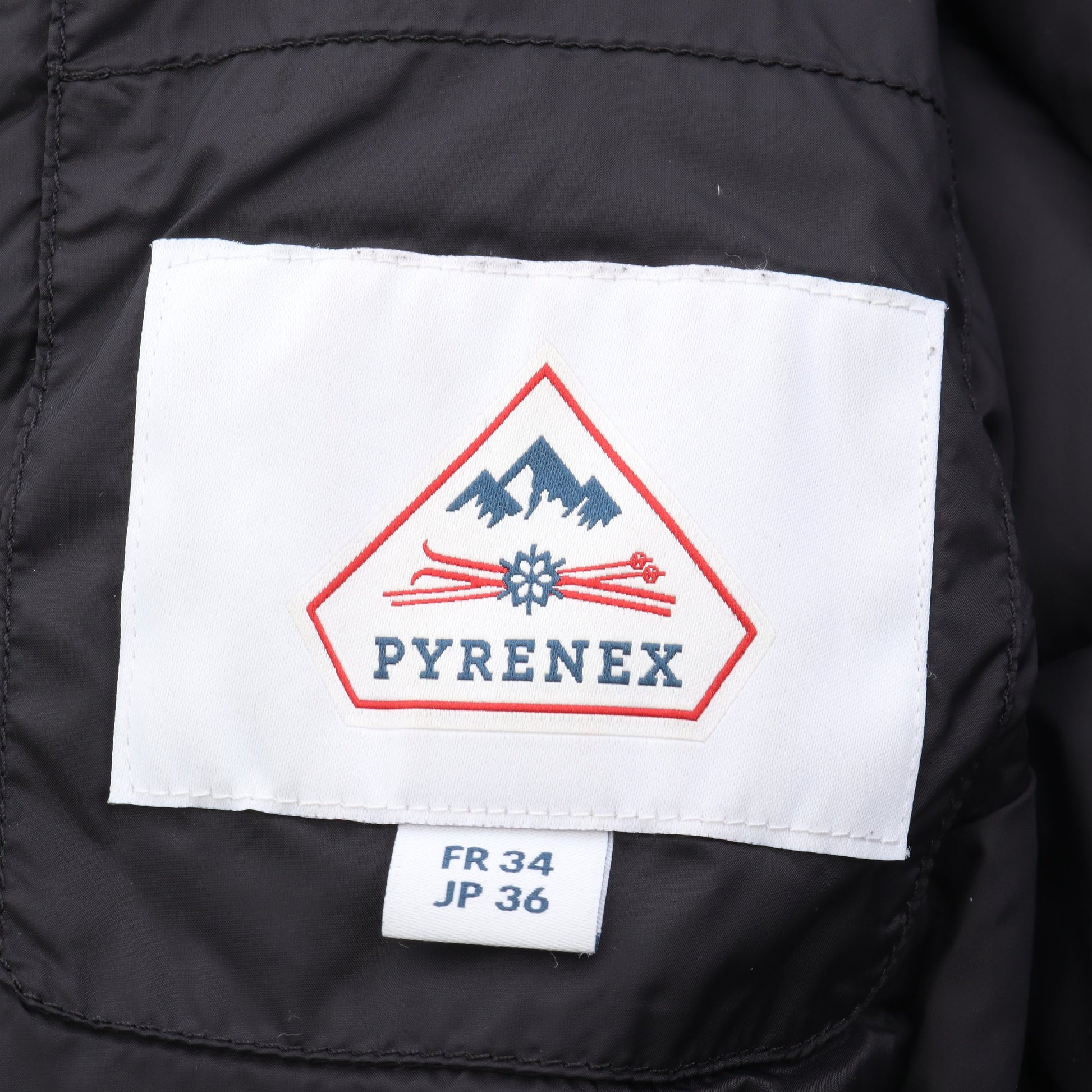 CANNES ノーカラー ダウンジャケット ナイロン ブラック ダブルブレスト ピレネックス アウター PYRENEX