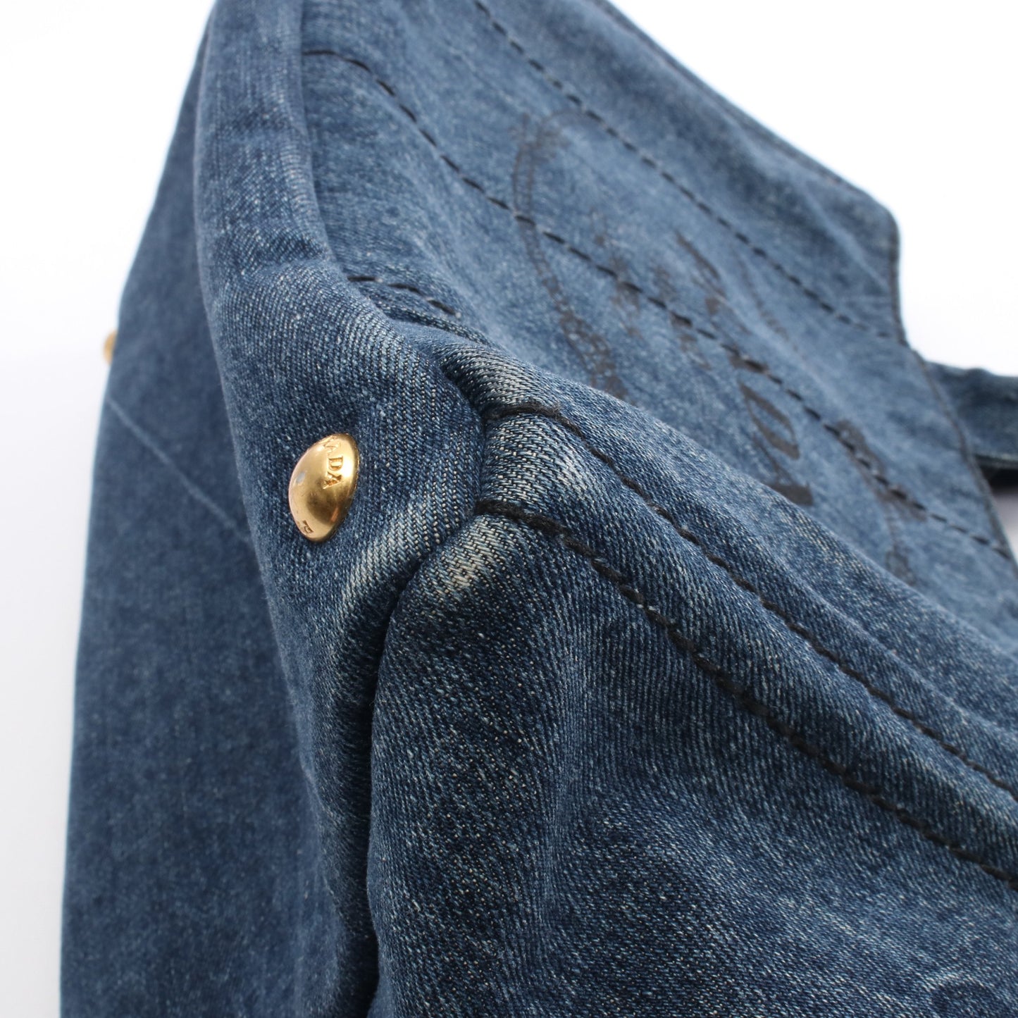 DENIM CANAPA カナパ ハンドバッグ トートバッグ デニム インディゴブルー プラダ バッグ PRADA