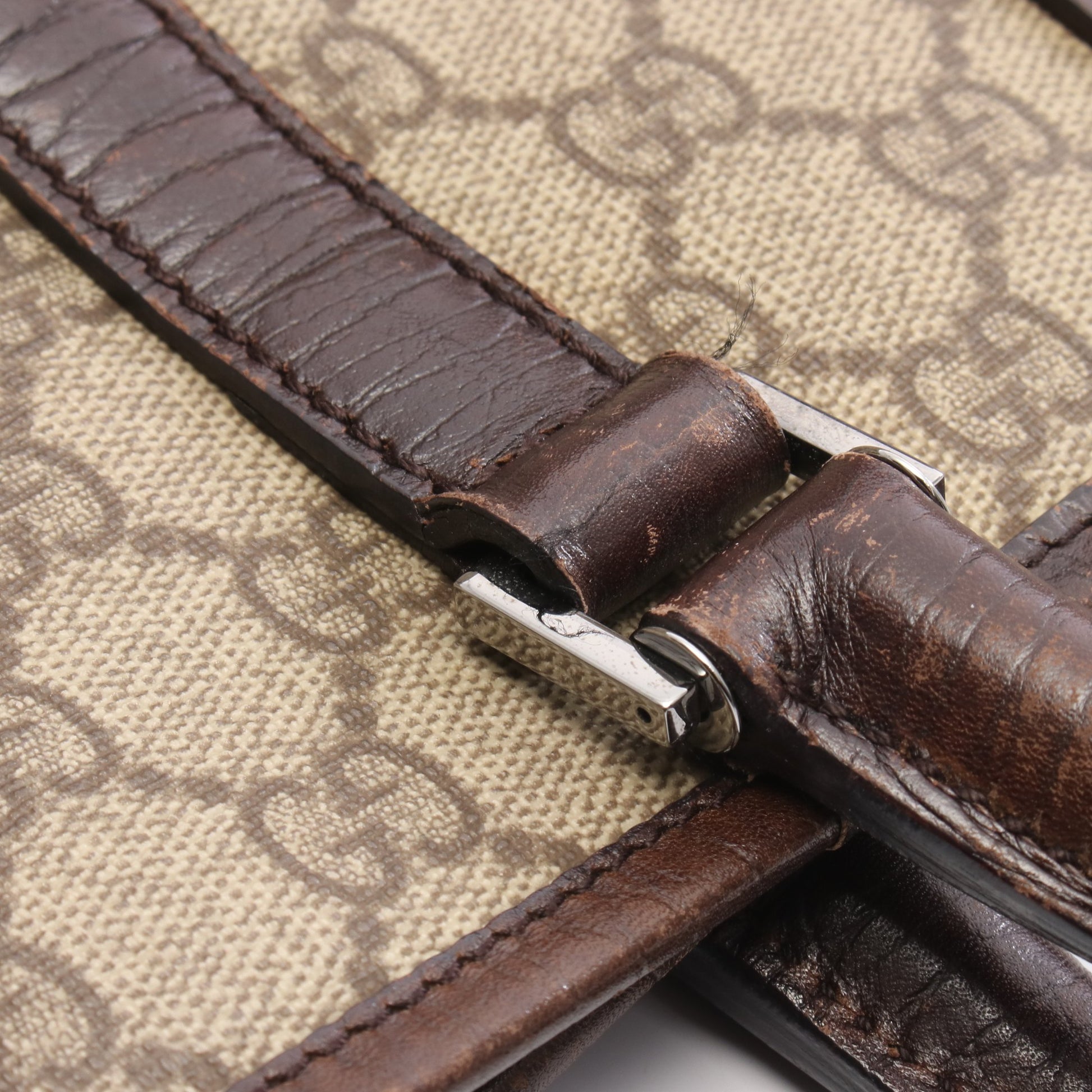 GGスプリーム ハンドバッグ トートバッグ PVC レザー ベージュ ダークブラウン グッチ バッグ GUCCI