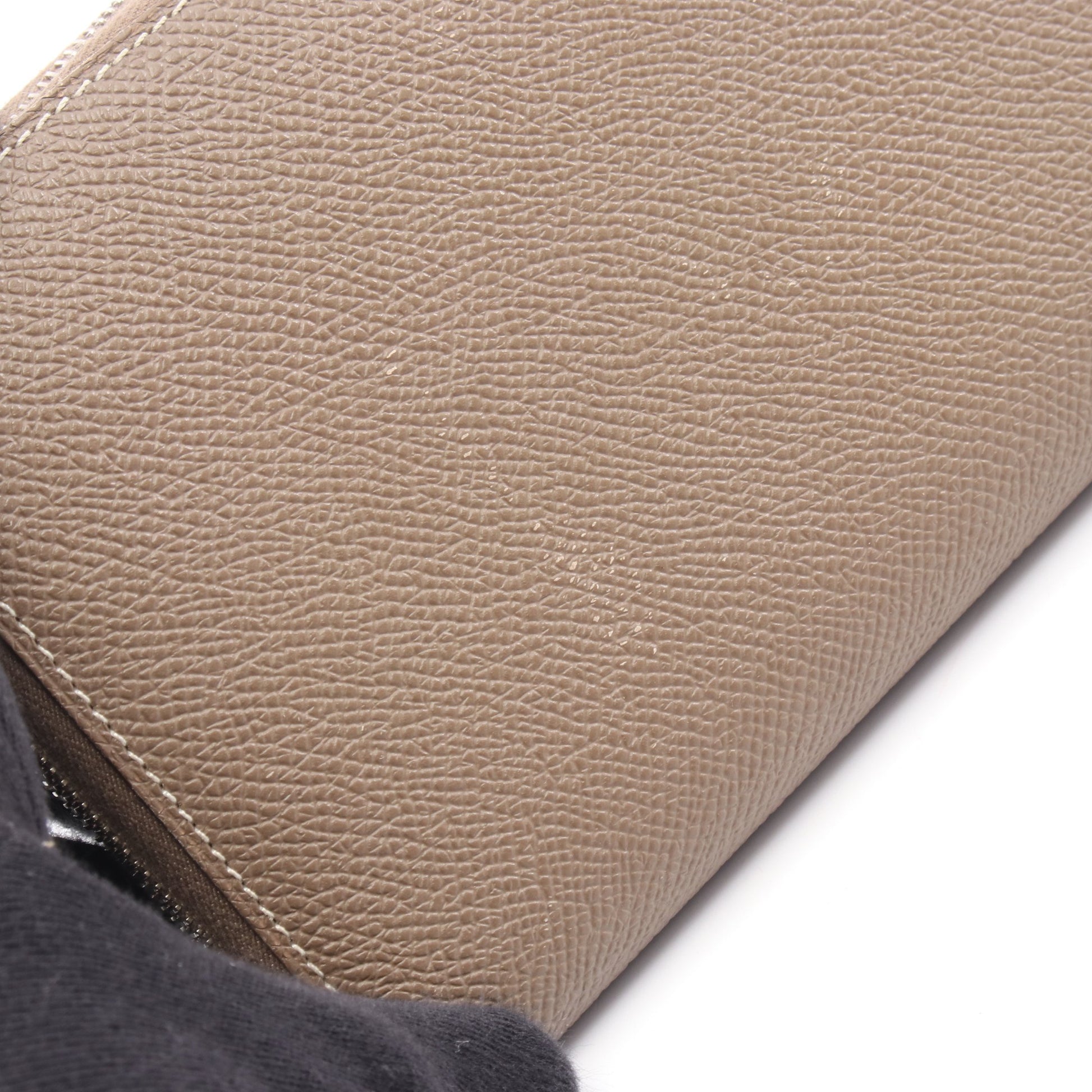 アザップロング シルクイン EQUATEUR エトゥープ ラウンドファスナー長財布 ヴォーエプソン グレーブラウン シルバー金具 D刻印 エルメス 財布・小物 HERMES