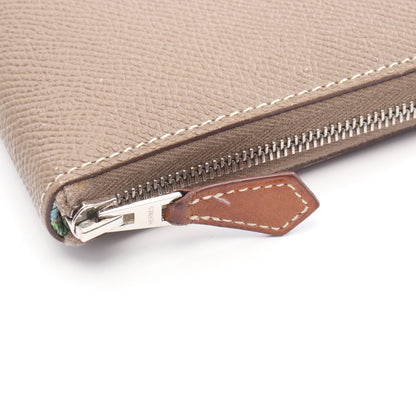 アザップロング シルクイン EQUATEUR エトゥープ ラウンドファスナー長財布 ヴォーエプソン グレーブラウン シルバー金具 D刻印 エルメス 財布・小物 HERMES