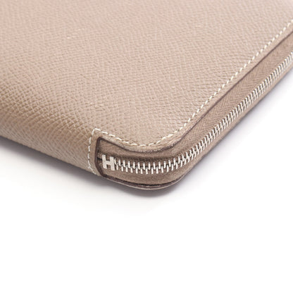 アザップロング シルクイン EQUATEUR エトゥープ ラウンドファスナー長財布 ヴォーエプソン グレーブラウン シルバー金具 D刻印 エルメス 財布・小物 HERMES