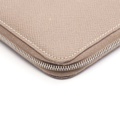 アザップロング シルクイン EQUATEUR エトゥープ ラウンドファスナー長財布 ヴォーエプソン グレーブラウン シルバー金具 D刻印 エルメス 財布・小物 HERMES