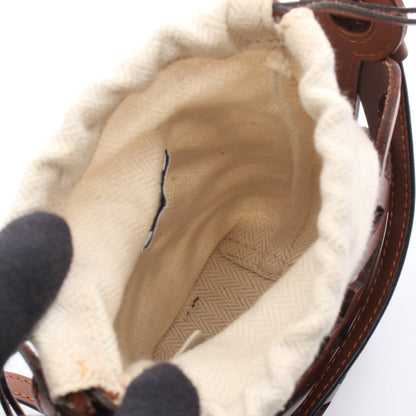 アナグラムカットアウト ポケット ショルダーバッグ レザー キャンバス ブラウン ベージュ ロエベ バッグ LOEWE