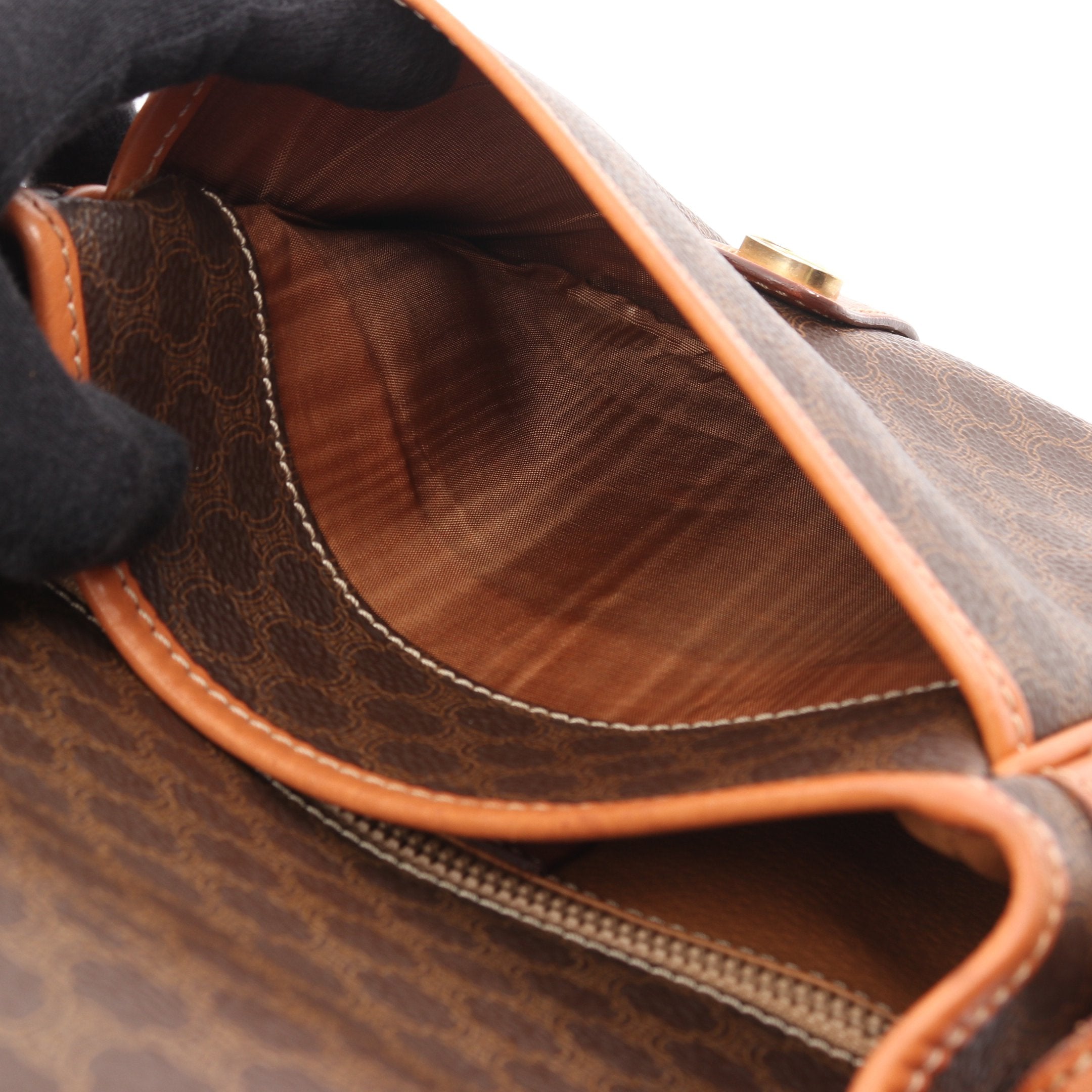 マカダム ショルダーバッグ PVC レザー ダークブラウン ライトブラウン