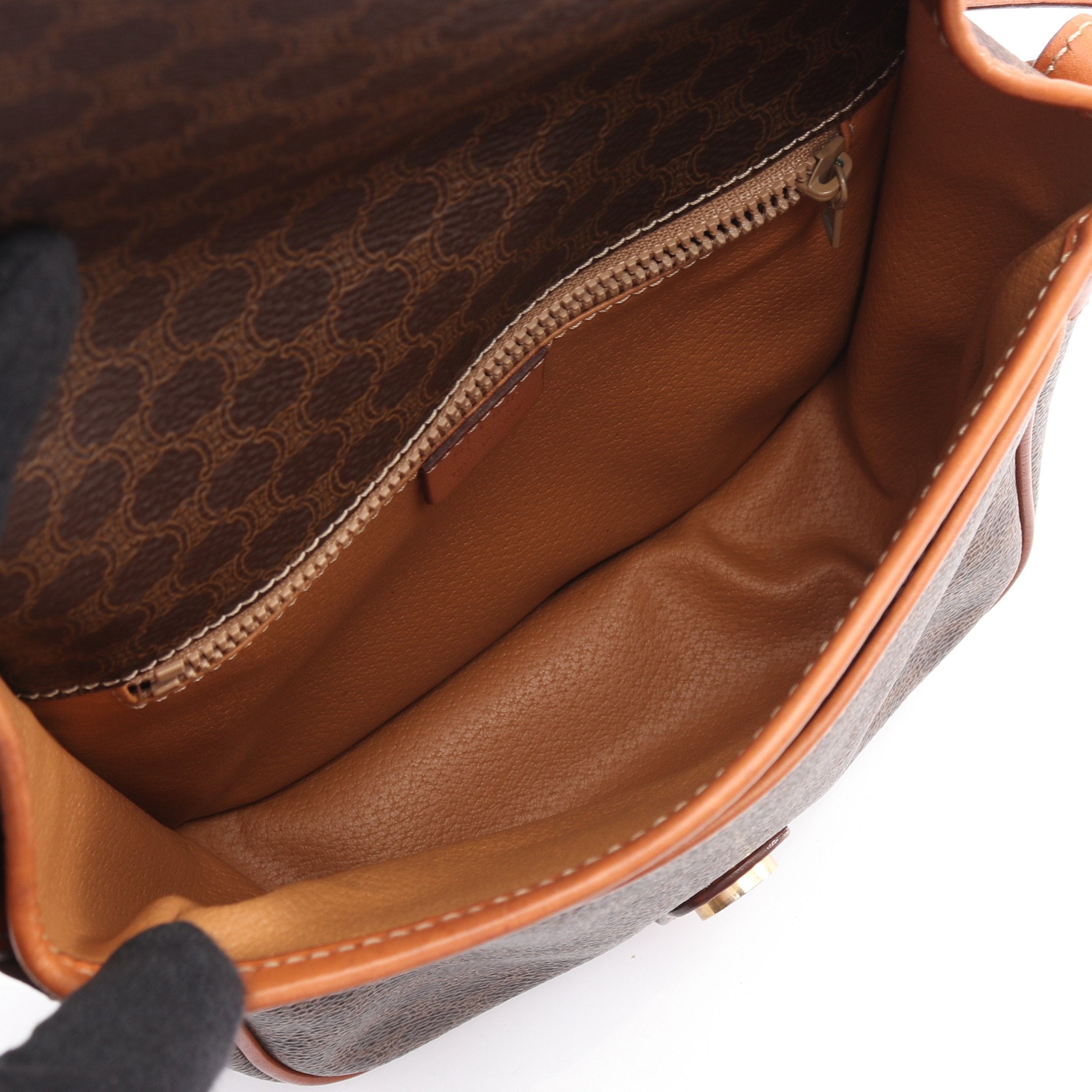 マカダム ショルダーバッグ PVC レザー ダークブラウン ライトブラウン