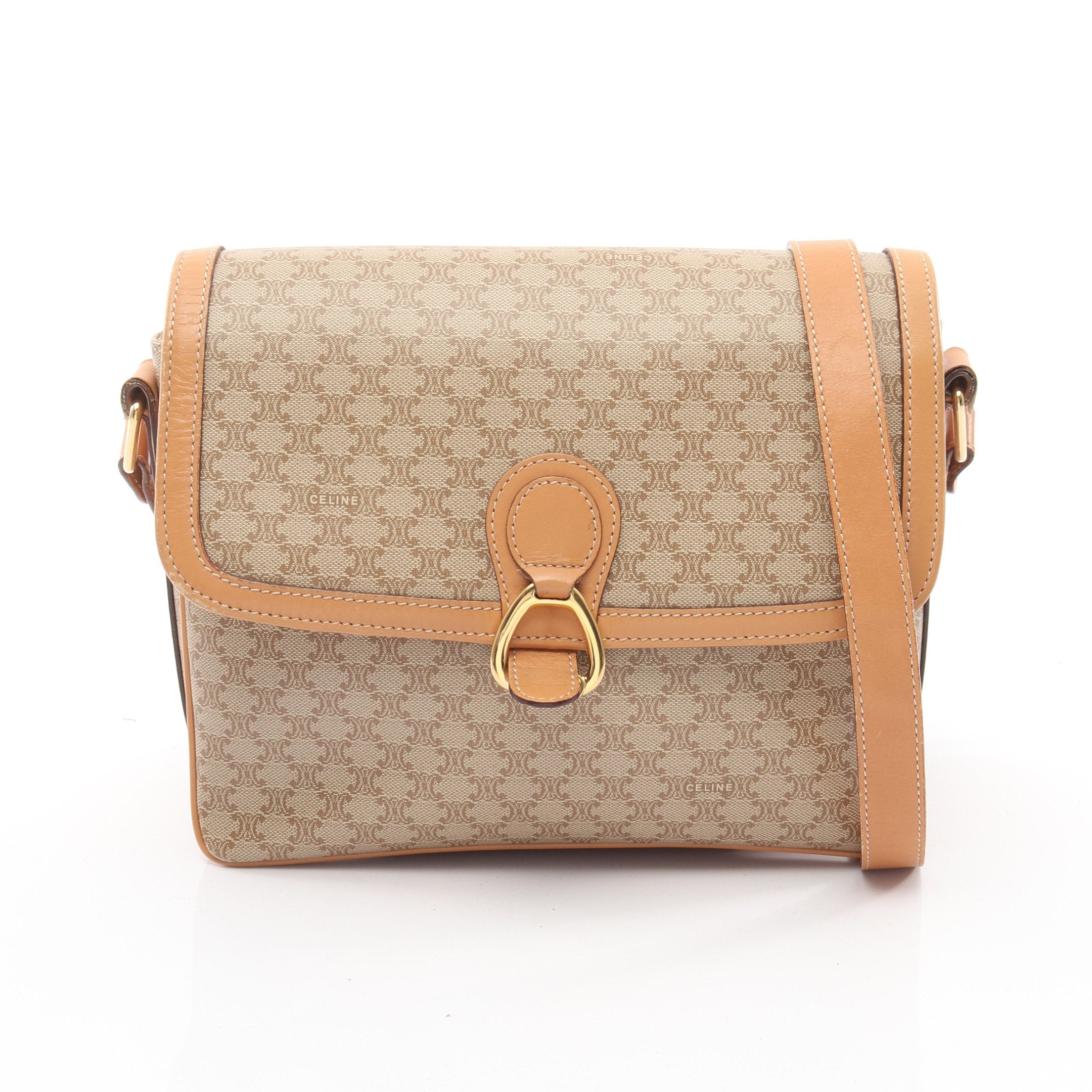 マカダム ショルダーバッグ PVC レザー ベージュ ライトブラウン