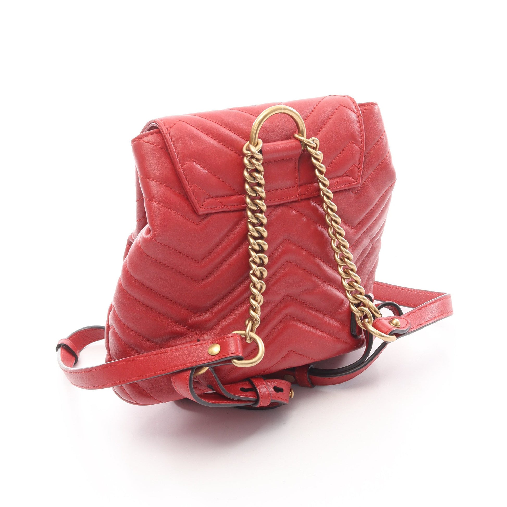 GGマーモント バックパック リュックサック ミニリュック レザー レッド キルティング グッチ バッグ GUCCI