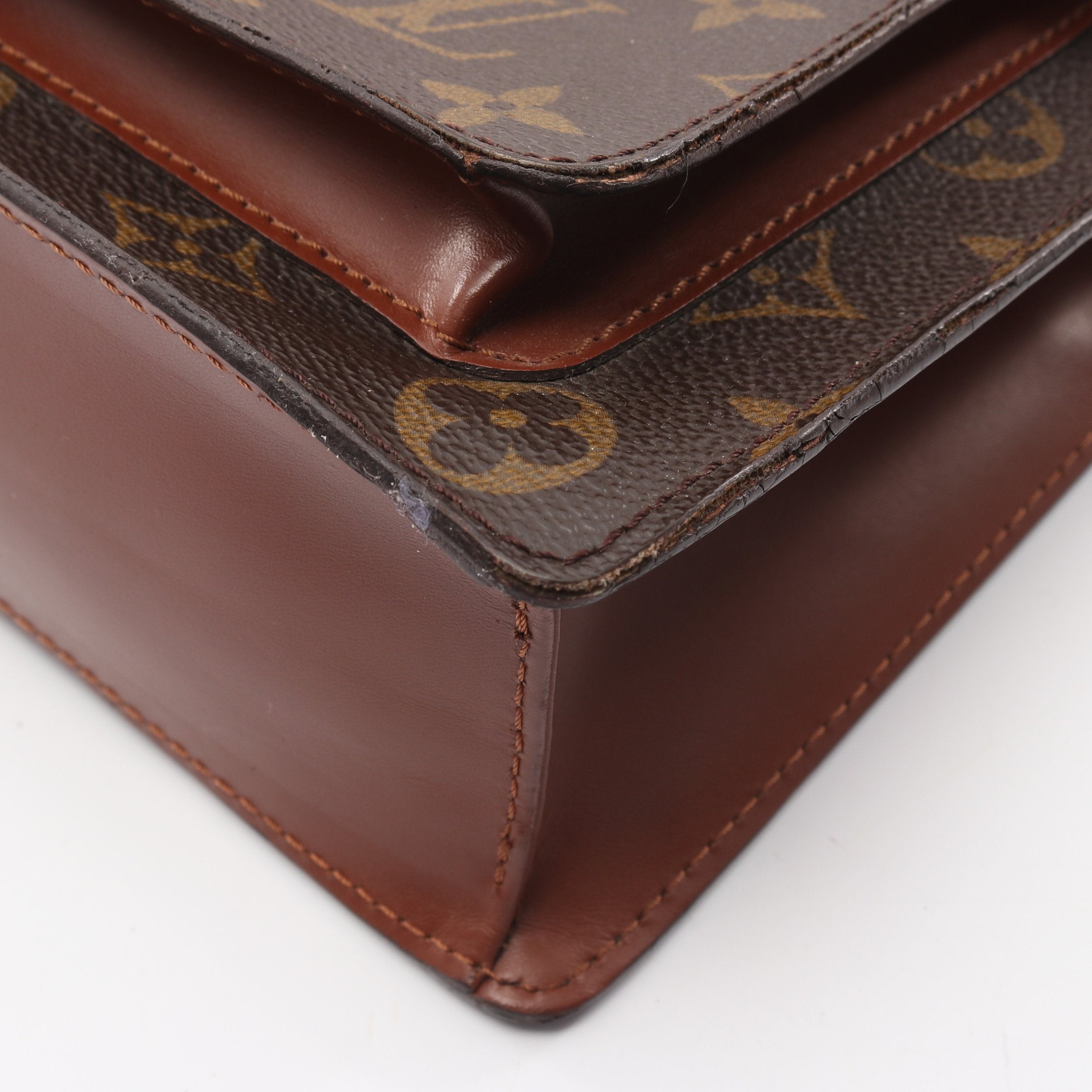 LOUIS VUITTON モノグラム モンソー ハンドバッグ ブラウン PVC モンソー モノグラム ハンドバッグ PVC レザー ブラウン 2WAY ルイ