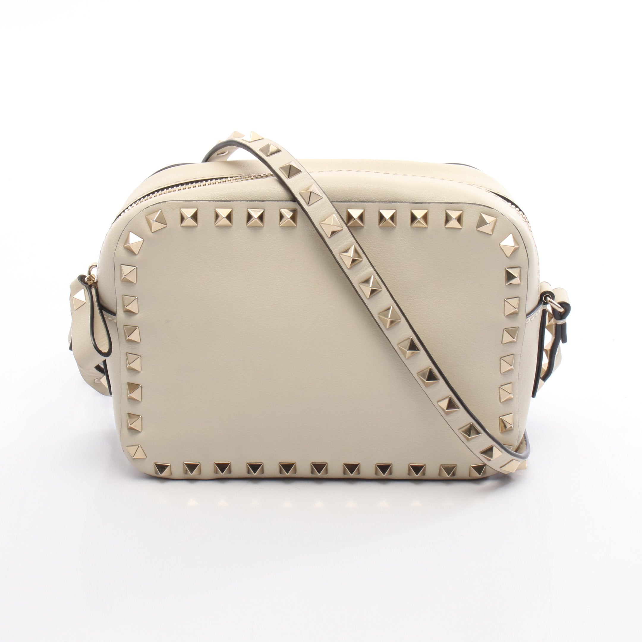 ロックスタッズ カメラバッグ ショルダーバッグ レザー アイボリー