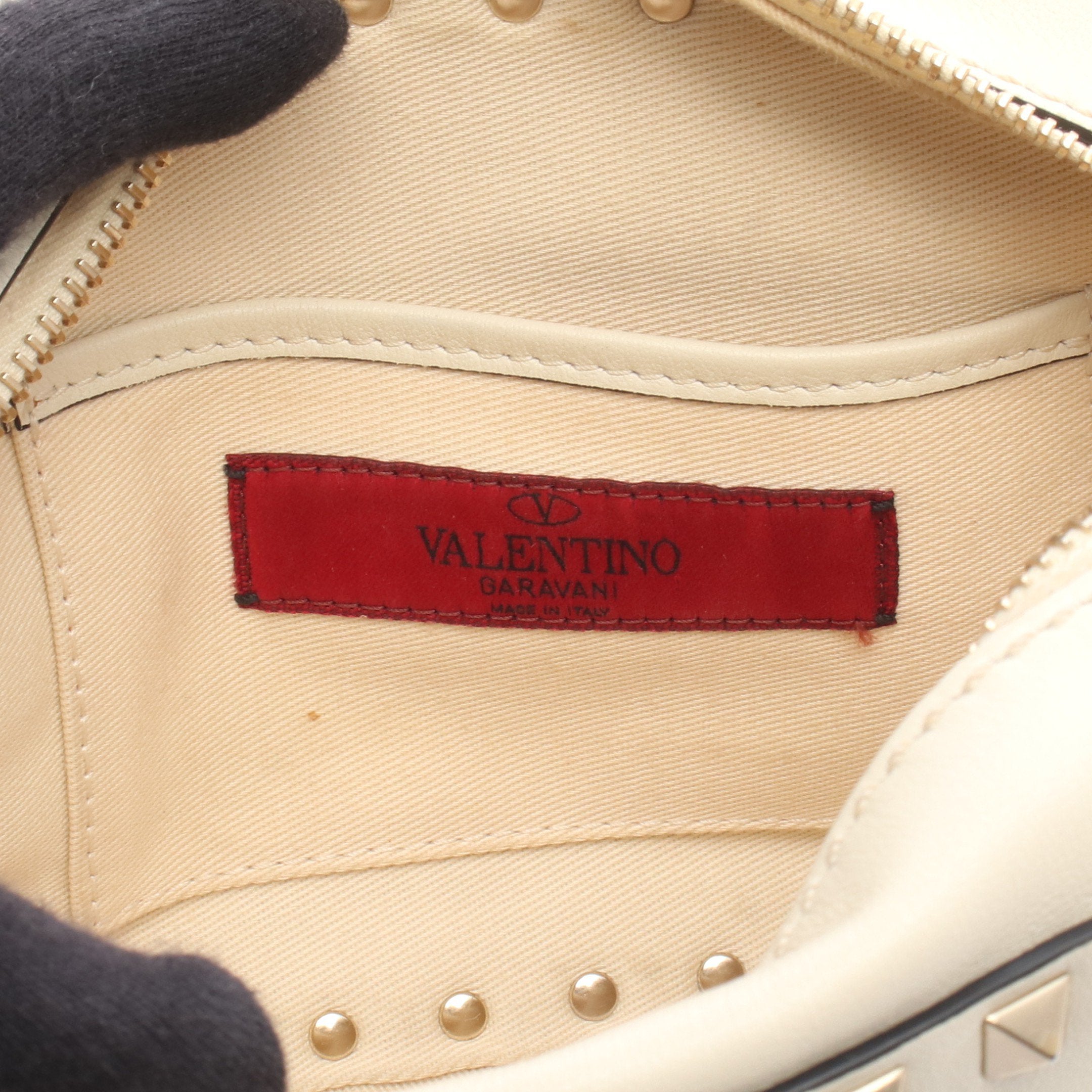 ロックスタッズ カメラバッグ ショルダーバッグ レザー アイボリー