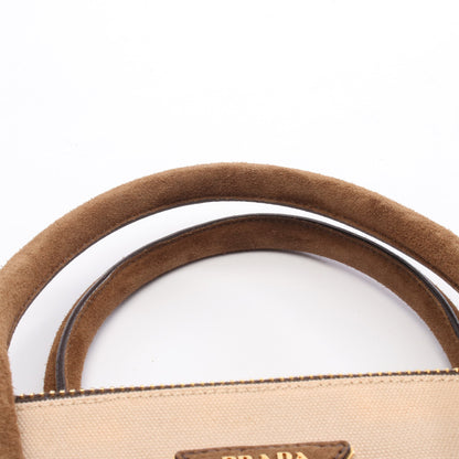 CANAPA+SCAMOSCIA ハンドバッグ キャンバス スエード ベージュ ブラウン 2WAY プラダ バッグ PRADA