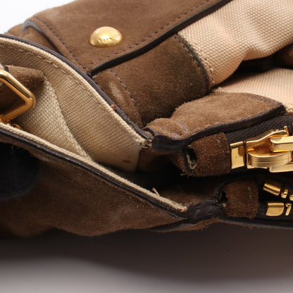 CANAPA+SCAMOSCIA ハンドバッグ キャンバス スエード ベージュ ブラウン 2WAY プラダ バッグ PRADA