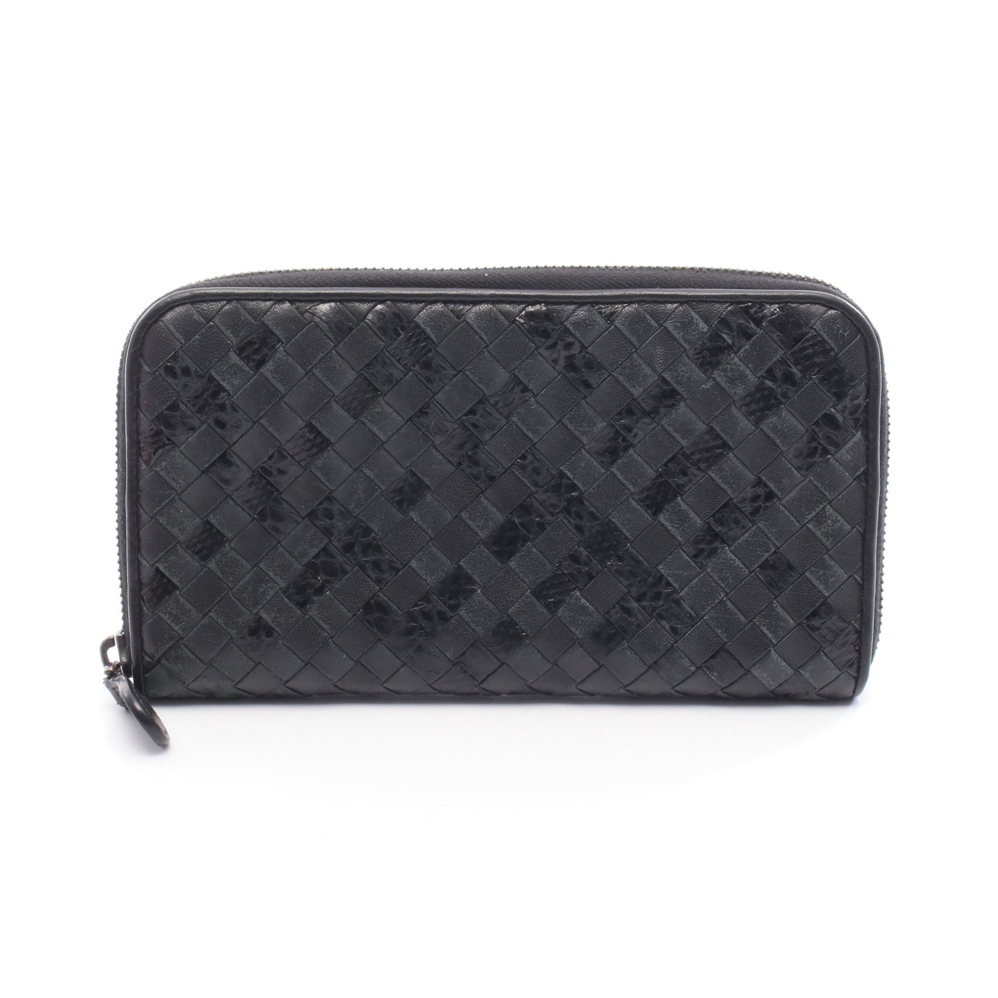 アイヤーズ イントレチャート ラウンドファスナー長財布 レザー パイソン ブラック ボッテガヴェネタ 財布・小物 BOTTEGA VENETA