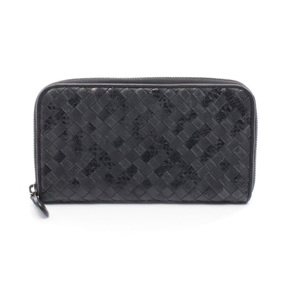 アイヤーズ イントレチャート ラウンドファスナー長財布 レザー パイソン ブラック ボッテガヴェネタ 財布・小物 BOTTEGA VENETA