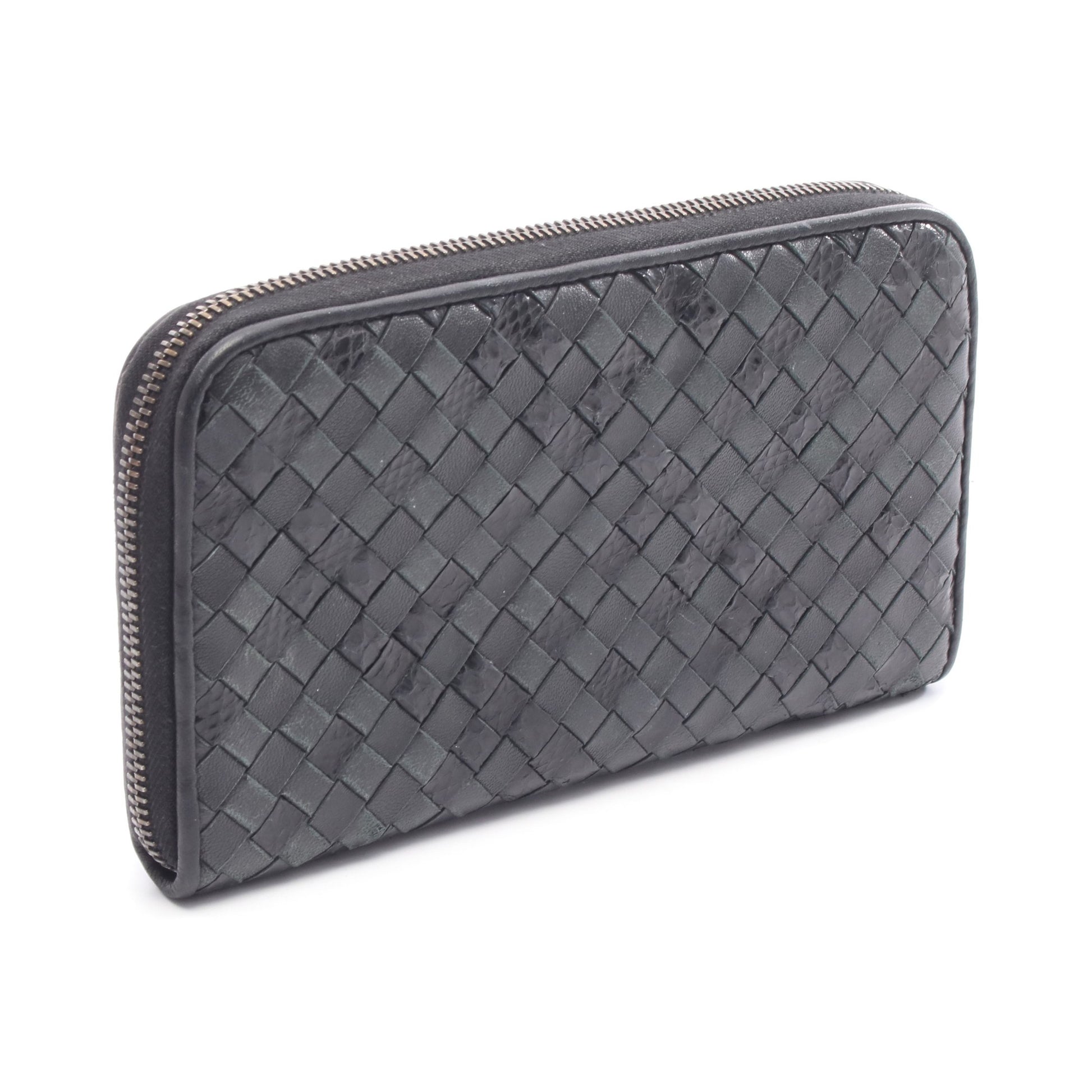 アイヤーズ イントレチャート ラウンドファスナー長財布 レザー パイソン ブラック ボッテガヴェネタ 財布・小物 BOTTEGA VENETA