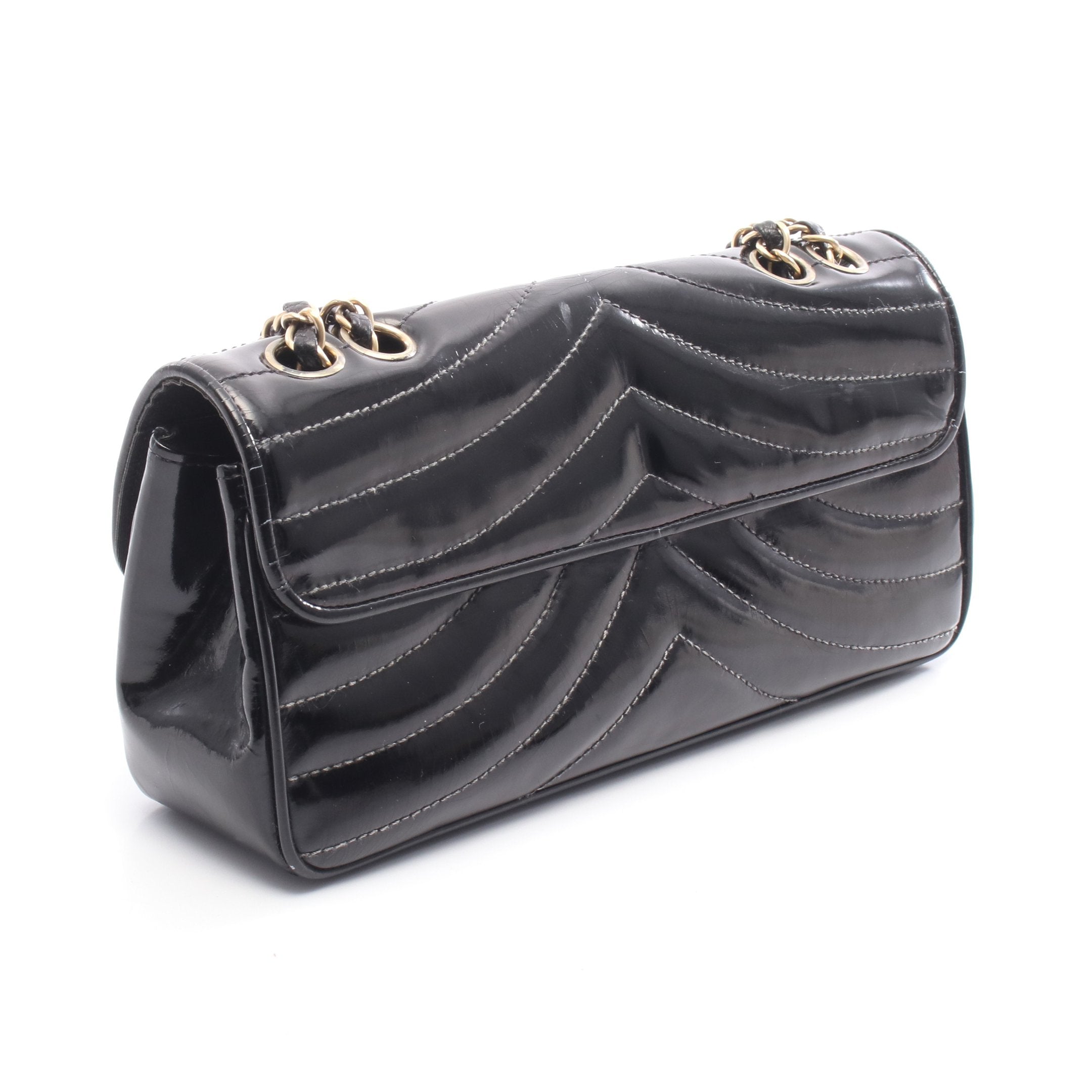 ココマーク ウェーブステッチ Wチェーンショルダーバッグ エナメル