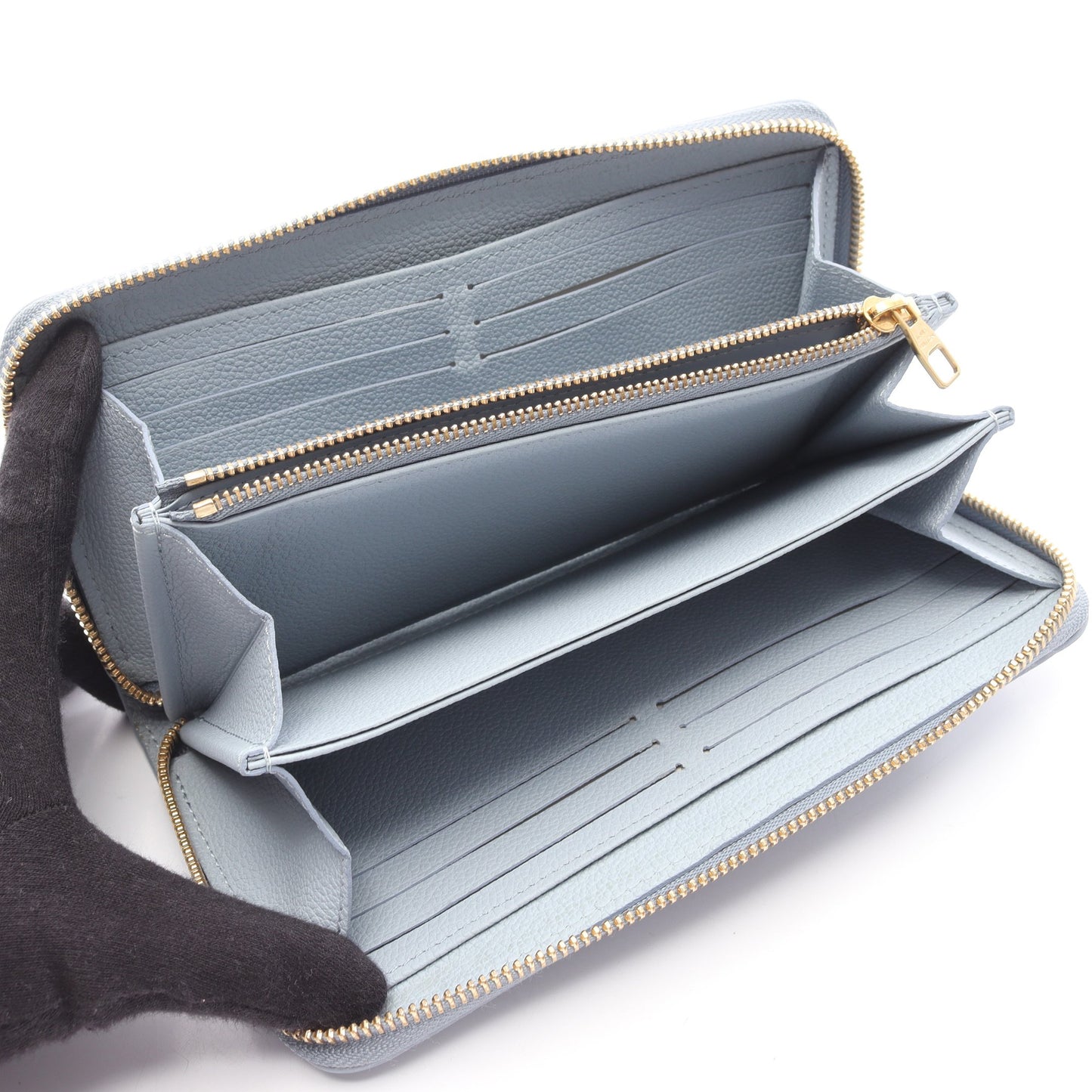 ジッピーウォレット モノグラムアンプラント ブルーアワー ラウンドファスナー長財布 レザー ブルーグレー ルイヴィトン 財布・小物 LOUIS VUITTON