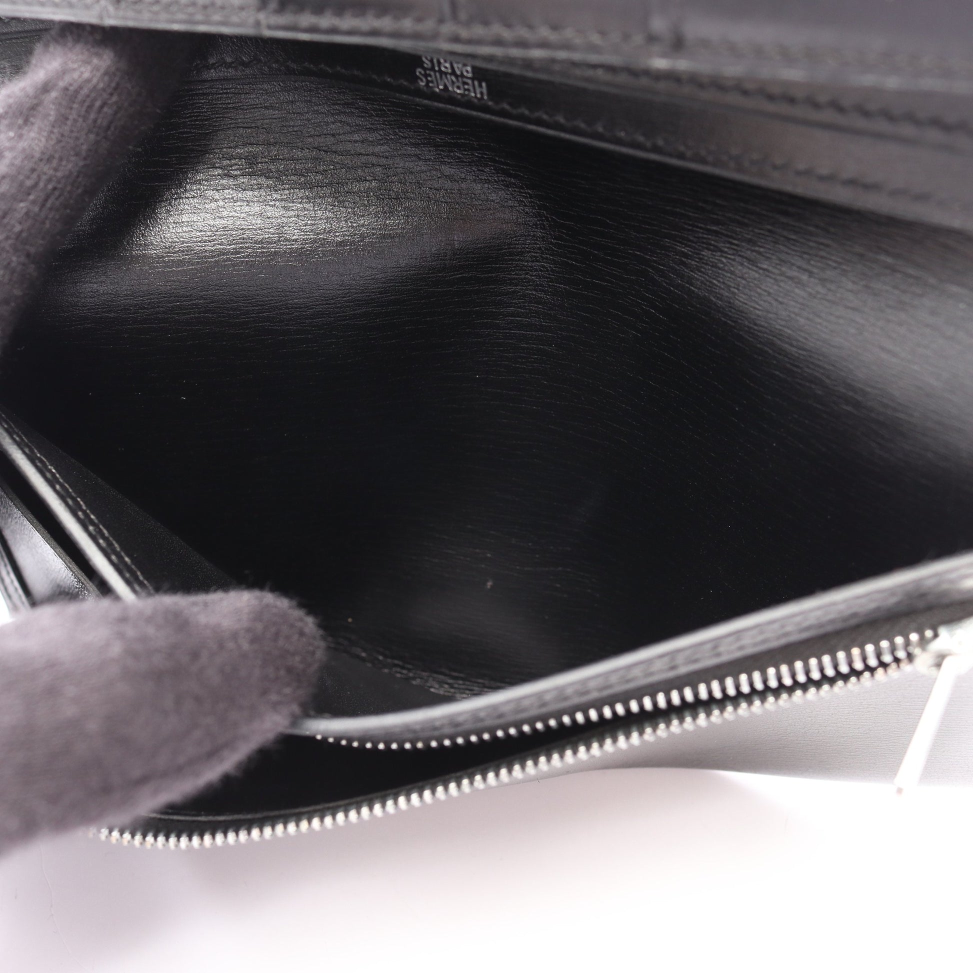 ベアンスフレ 二つ折り長財布 ボックスカーフ ブラック シルバー金具 □H刻印 エルメス 財布・小物 HERMES