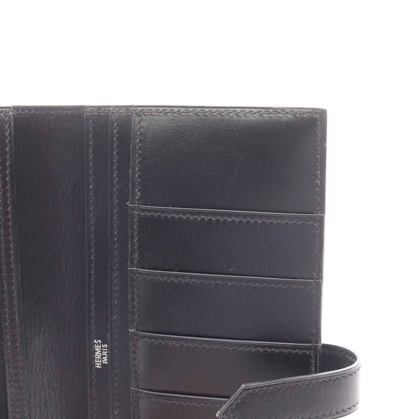 ベアンスフレ 二つ折り長財布 ボックスカーフ ブラック シルバー金具 □H刻印 エルメス 財布・小物 HERMES