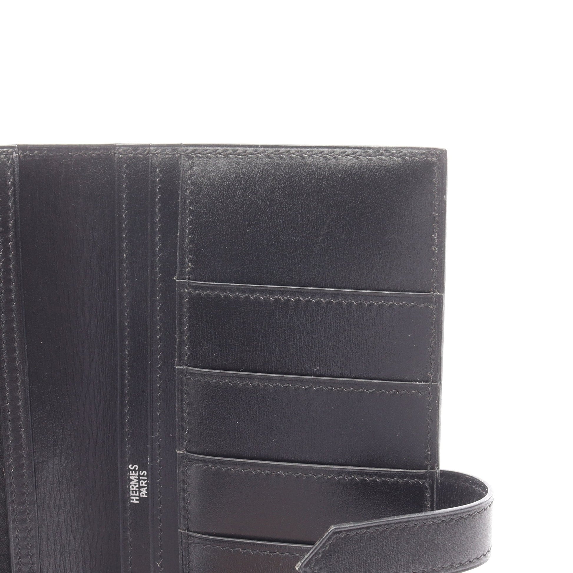 ベアンスフレ 二つ折り長財布 ボックスカーフ ブラック シルバー金具 □H刻印 エルメス 財布・小物 HERMES