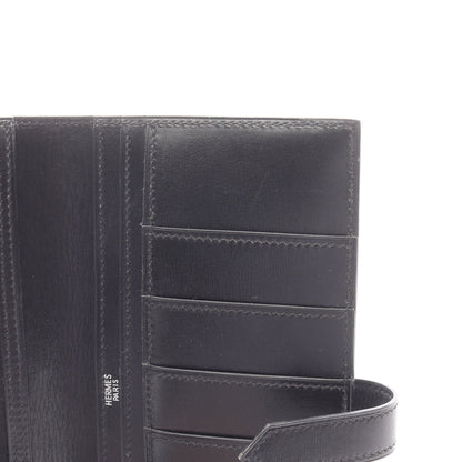 ベアンスフレ 二つ折り長財布 ボックスカーフ ブラック シルバー金具 □H刻印 エルメス 財布・小物 HERMES