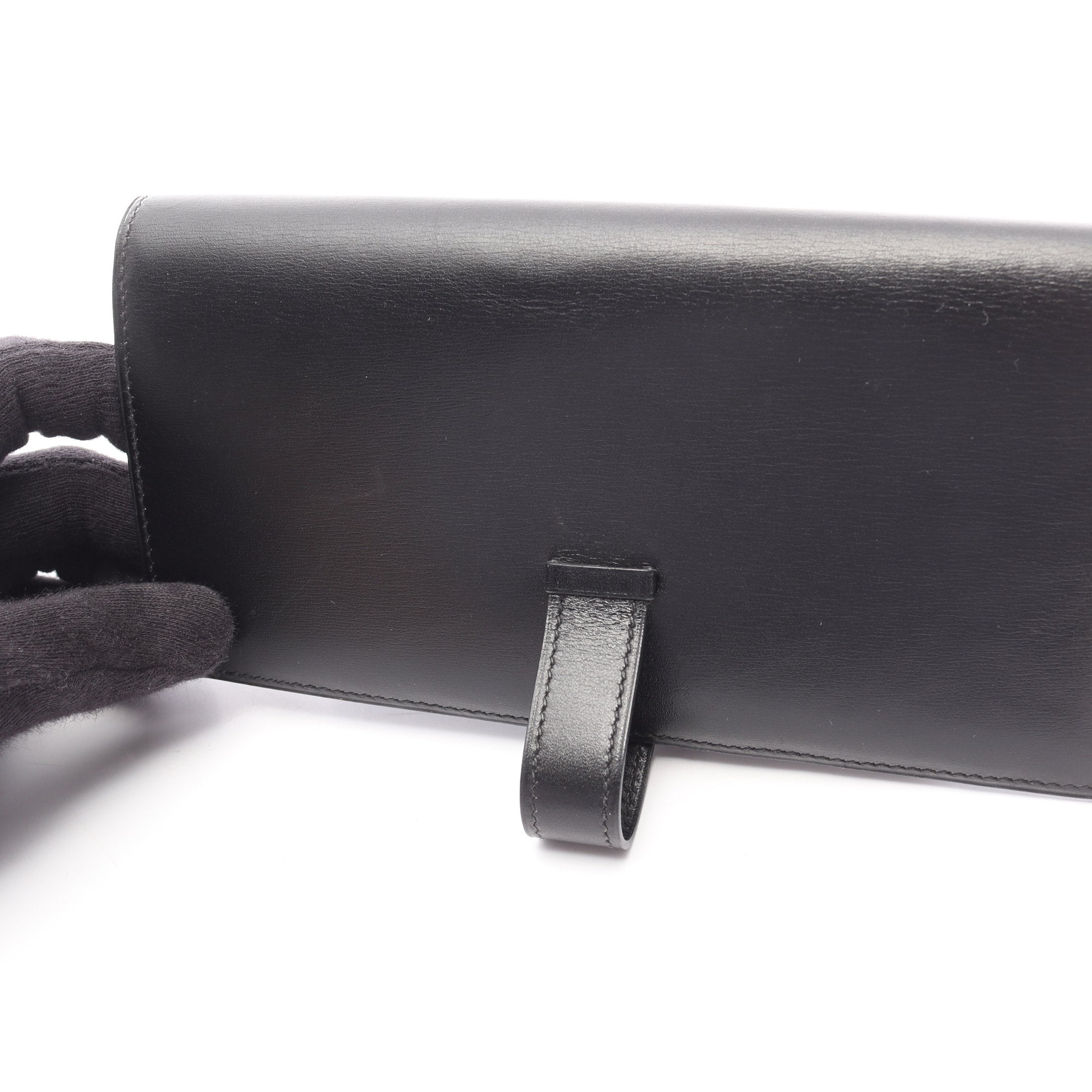 ベアンスフレ 二つ折り長財布 ボックスカーフ ブラック シルバー金具