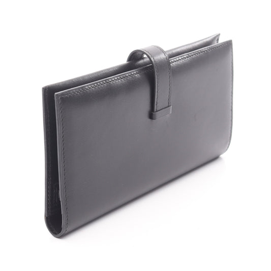 ベアンスフレ 二つ折り長財布 ボックスカーフ ブラック シルバー金具 □H刻印 エルメス 財布・小物 HERMES