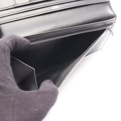 ベアンスフレ 二つ折り長財布 ボックスカーフ ブラック シルバー金具 □H刻印 エルメス 財布・小物 HERMES