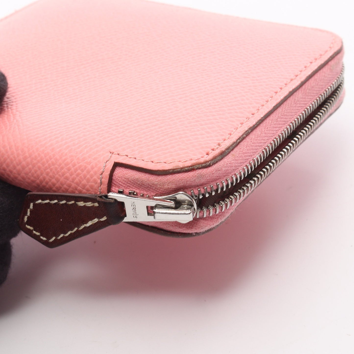 アザップコンパクト シルクイン ローズコンフェッティ ラウンドファスナー財布 ヴォーエプソン ピンク シルバー金具 Y刻印 エルメス 財布・小物 HERMES
