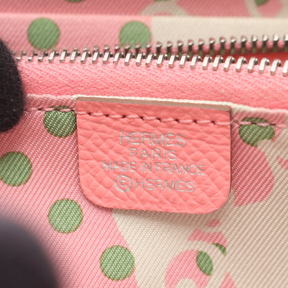 アザップコンパクト シルクイン ローズコンフェッティ ラウンドファスナー財布 ヴォーエプソン ピンク シルバー金具 Y刻印 エルメス 財布・小物 HERMES