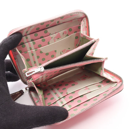 アザップコンパクト シルクイン ローズコンフェッティ ラウンドファスナー財布 ヴォーエプソン ピンク シルバー金具 Y刻印 エルメス 財布・小物 HERMES