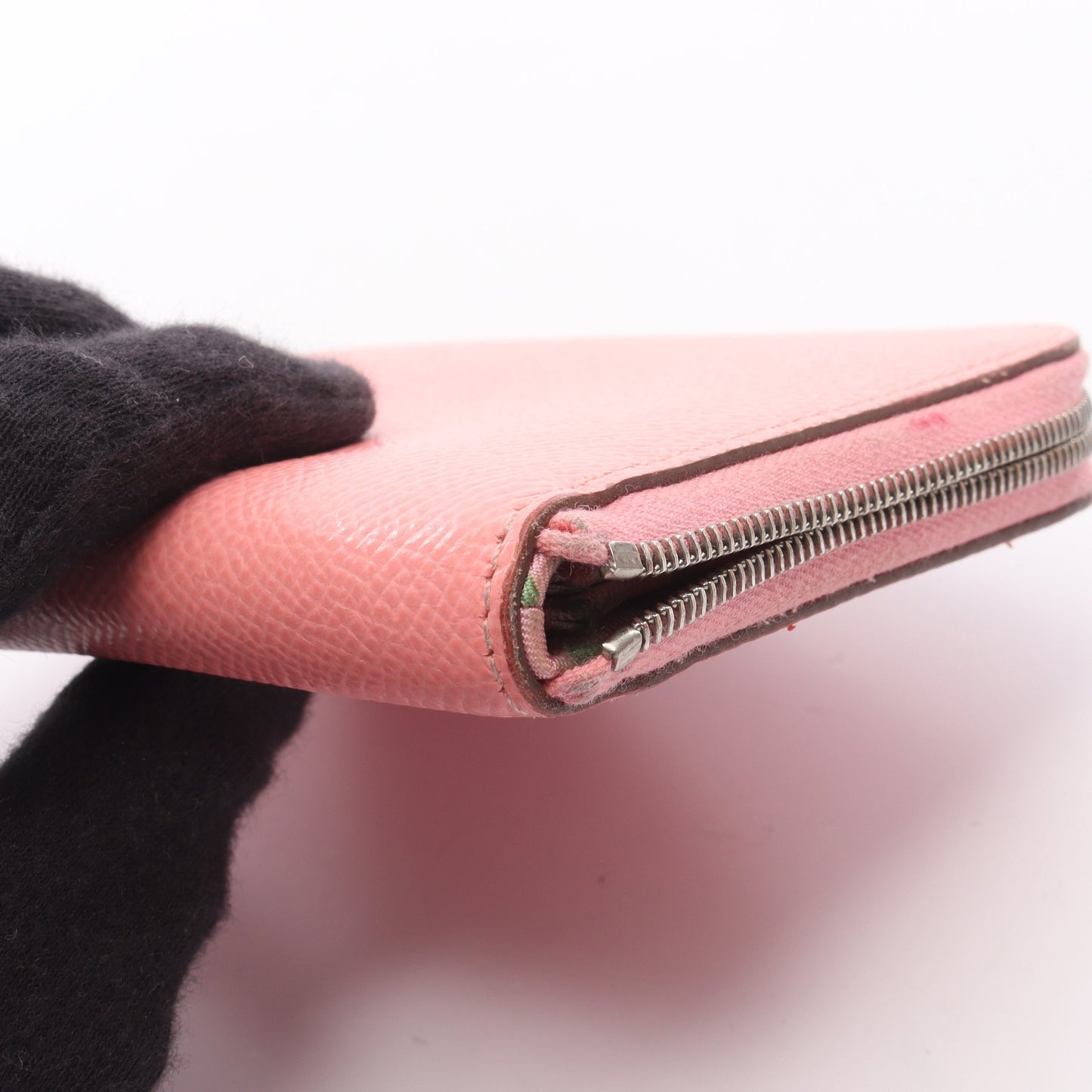 アザップコンパクト シルクイン ローズコンフェッティ ラウンドファスナー財布 ヴォーエプソン ピンク シルバー金具 Y刻印 エルメス 財布・小物 HERMES