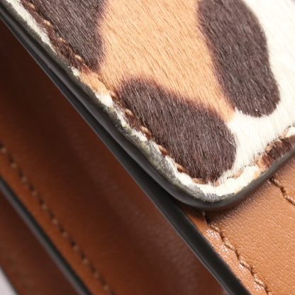 Tタイムレス ショルダーバッグ レオパード柄 ハラコ レザー ブラウン 2WAY トッズ バッグ TOD'S