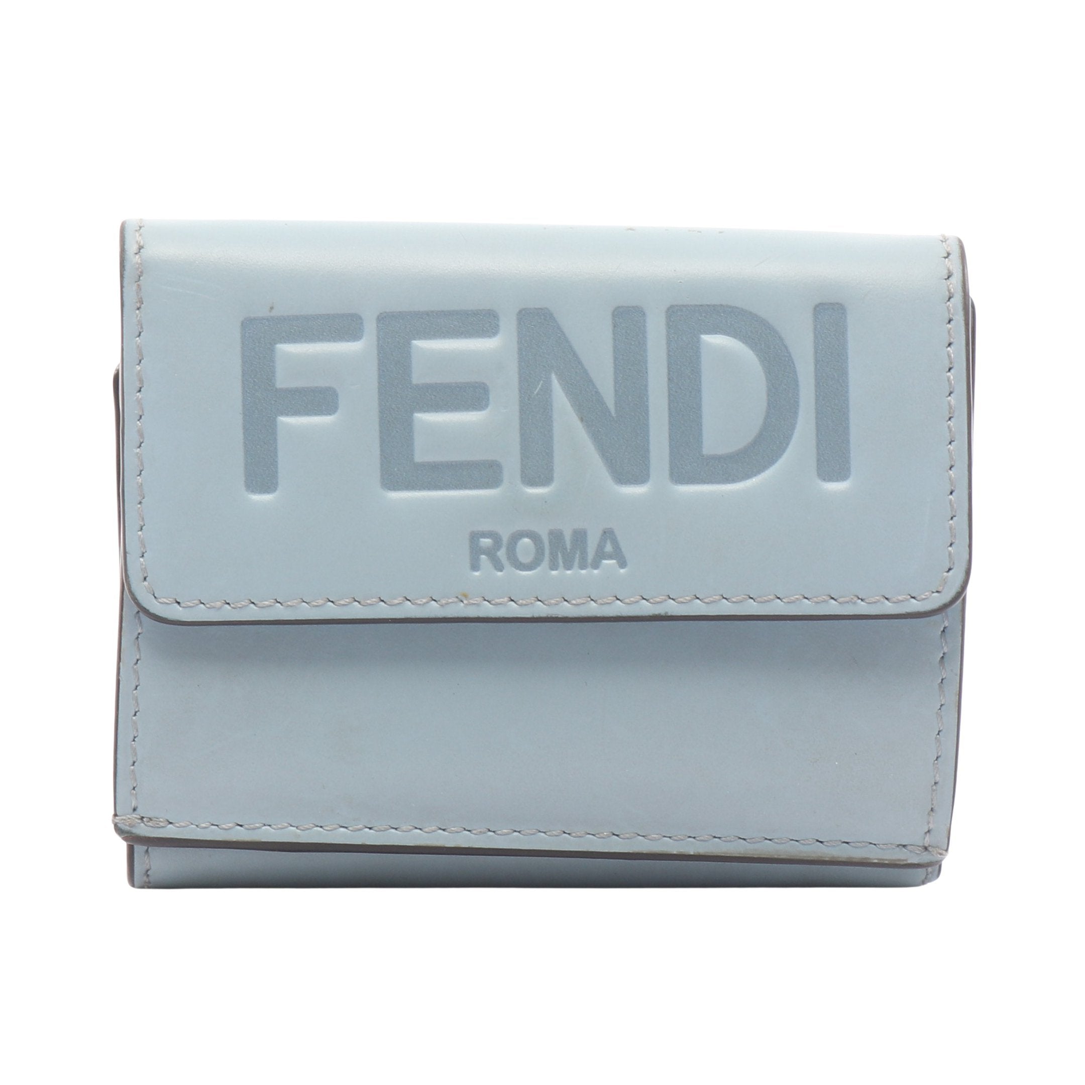 FENDI ブルー レザー コンパクト財布 FENDI（フェンディ） 財布 ウォレット バゲット マイクロ 三つ折り財布
