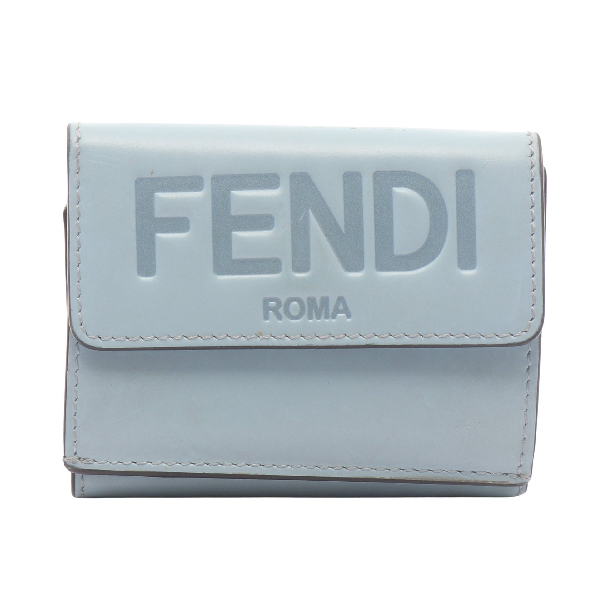ロゴ 三つ折り財布 レザー ライトブルー フェンディ 財布・小物 FENDI