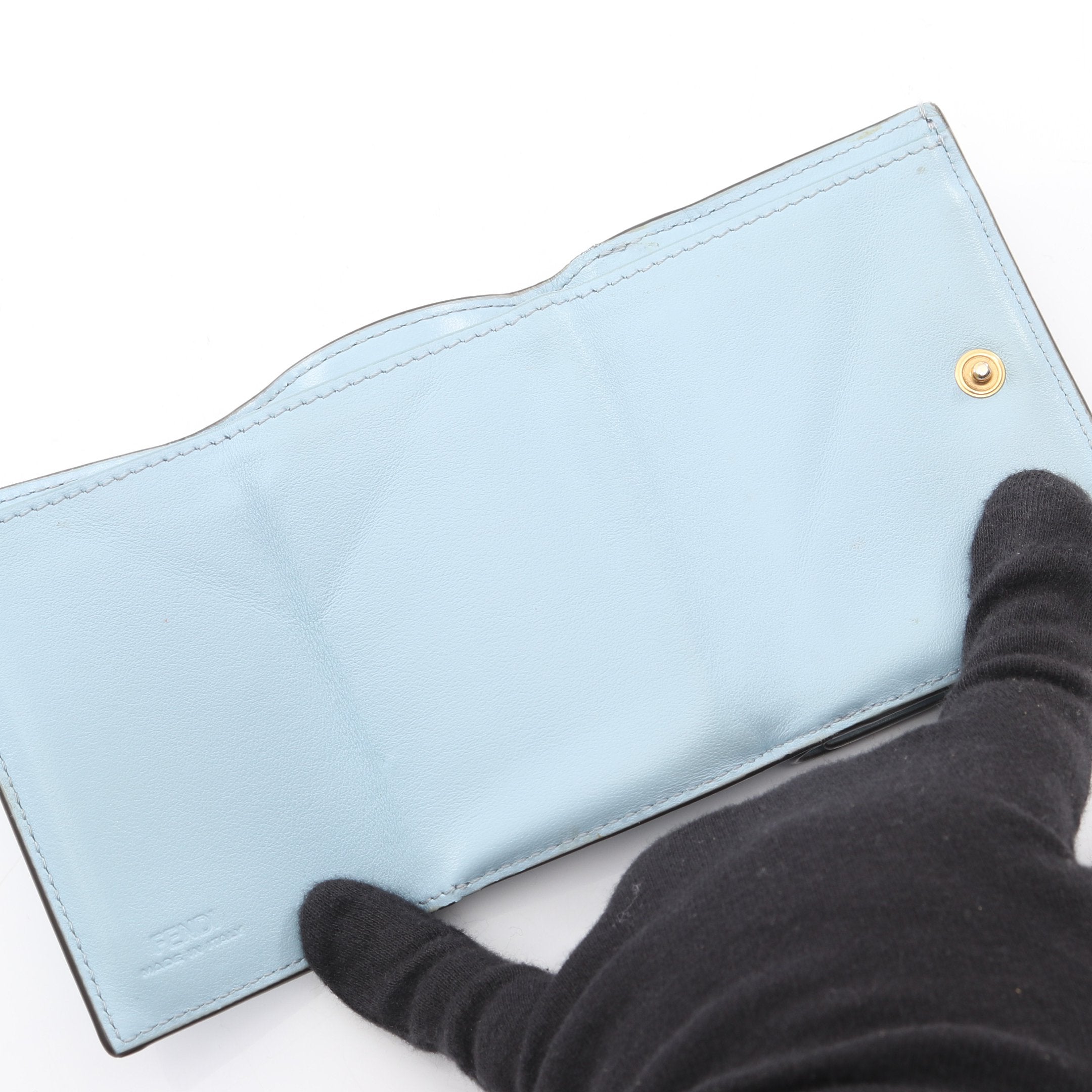 ロゴ 三つ折り財布 レザー ライトブルー フェンディ – RECLO