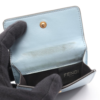 ロゴ 三つ折り財布 レザー ライトブルー フェンディ 財布・小物 FENDI