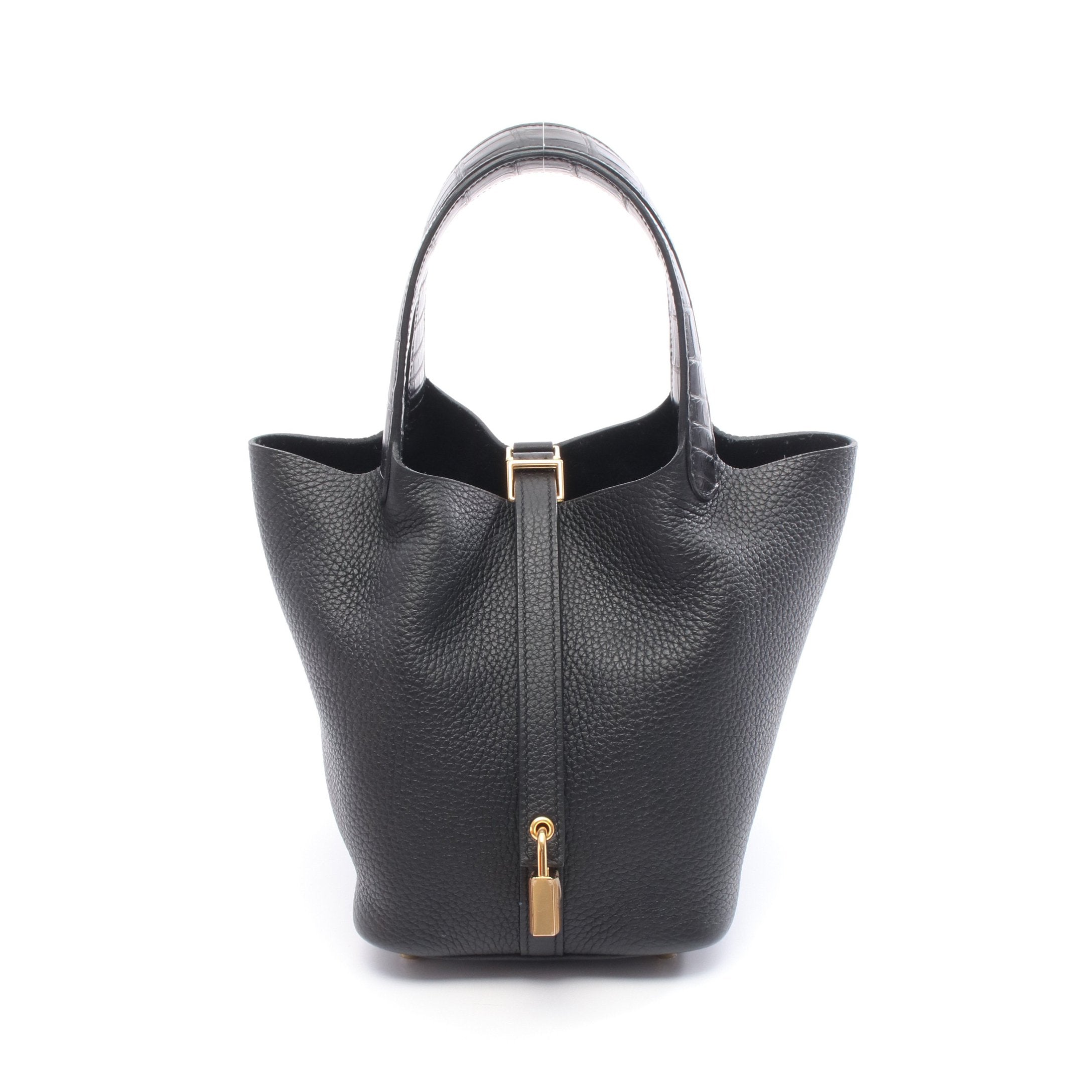 エルメス ピコタンロックPM タッチ アリゲーター ベトン ハンドバッグ B刻印 ピコタンロックPM タッチ ベトン クロコダイルアリゲーター ゴールド