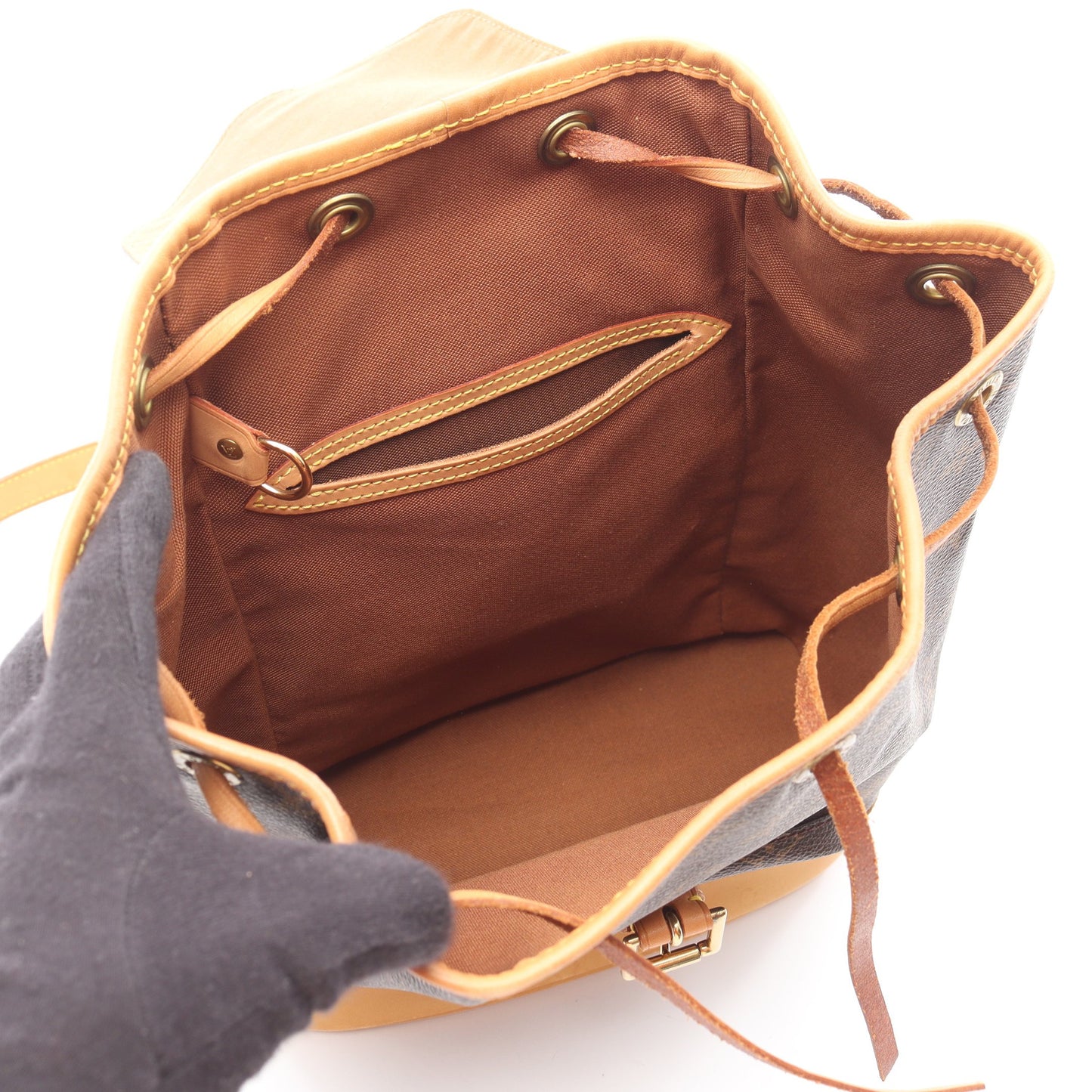 モンスリMM モノグラム バックパック リュックサック PVC レザー ブラウン ルイヴィトン バッグ LOUIS VUITTON