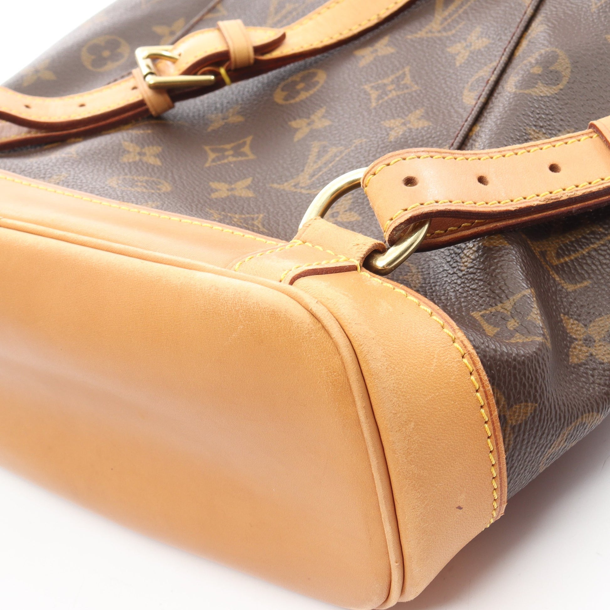 モンスリMM モノグラム バックパック リュックサック PVC レザー ブラウン ルイヴィトン バッグ LOUIS VUITTON